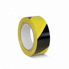 ПВХ лента для разметки и маркировки, черно-желтый цвет, 150 мкр